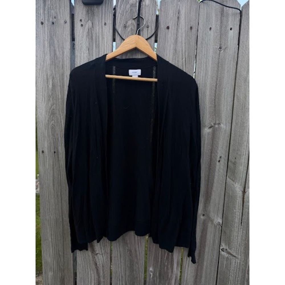 Old Navy Womens XL Black Open Front Cardigan Lightweight Knit Sweater Layering